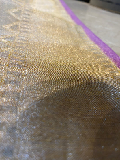 Light Grey Tissue Silk Banarasi Saree with Kadhwa Minakari & Zari Stripes by Shades Of Benares - banarasi - banarasi saree shop - banarasi saree manufacturers - banarasi saree wholesale - banaraasi sarees