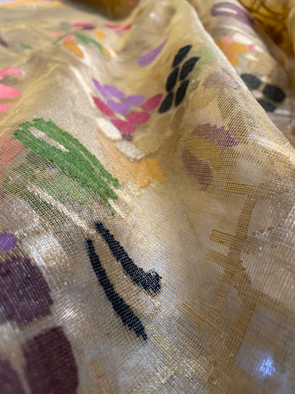 Yellow Tissue Silk Banarasi Saree with Kadhwa Minakari & Zari Weave by Shades Of Benares - banarasi - banarasi saree shop - banarasi saree manufacturers - banarasi saree wholesale - banaraasi sarees