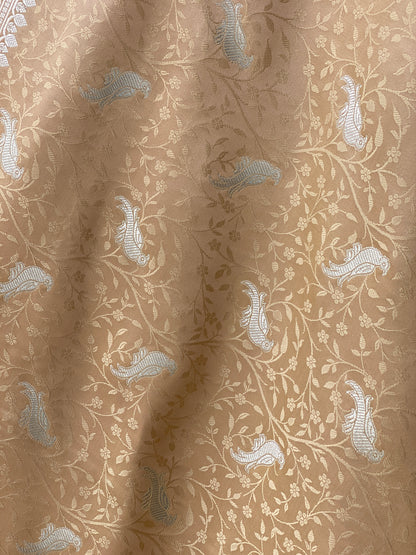 Beige Pure Silk Banarasi Saree with Tanchui Weave & Bird Motifs by Shades Of Benares - banarasi - banarasi saree shop - banarasi saree manufacturers - banarasi saree wholesale - banaraasi sarees