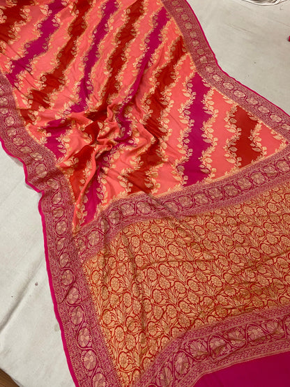 Pink Rangkaat Pure Khaddi Georgette Banarasi Sari by Shades Of Benares - banarasi - banarasi saree shop