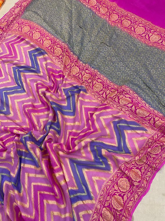 Purple Rangkaat Pure Khaddi Georgette Banarasi Sari by Shades Of Benares - banarasi - banarasi saree shop