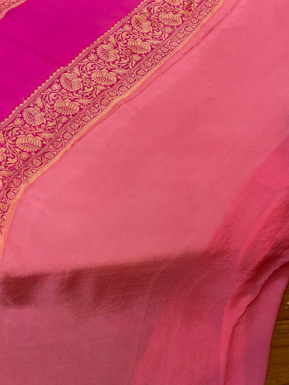 Pink Rangkaat Pure Khaddi Georgette Banarasi Sari by Shades Of Benares - banarasi - banarasi saree shop