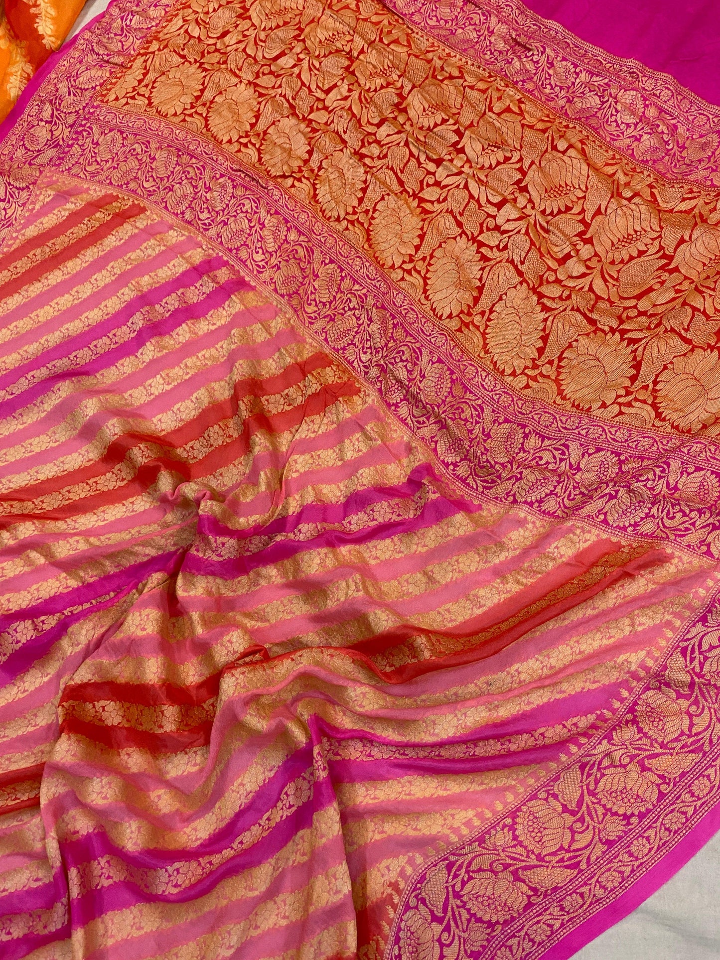 Pink Rangkaat Pure Khaddi Georgette Banarasi Sari by Shades Of Benares - banarasi - banarasi saree shop