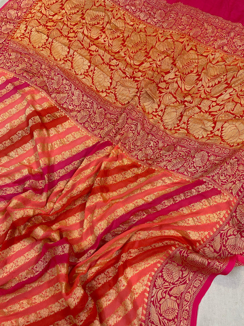 Pink Rangkaat Pure Khaddi Georgette Banarasi Sari - Shades Of Benares