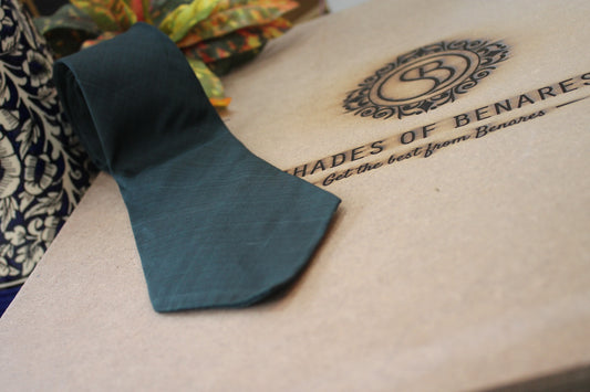 Sophisticated Black Banarasi Pure Raw Silk Neck Tie - Limited Edition by Shades Of Benares - banarasi - banarasi saree shop