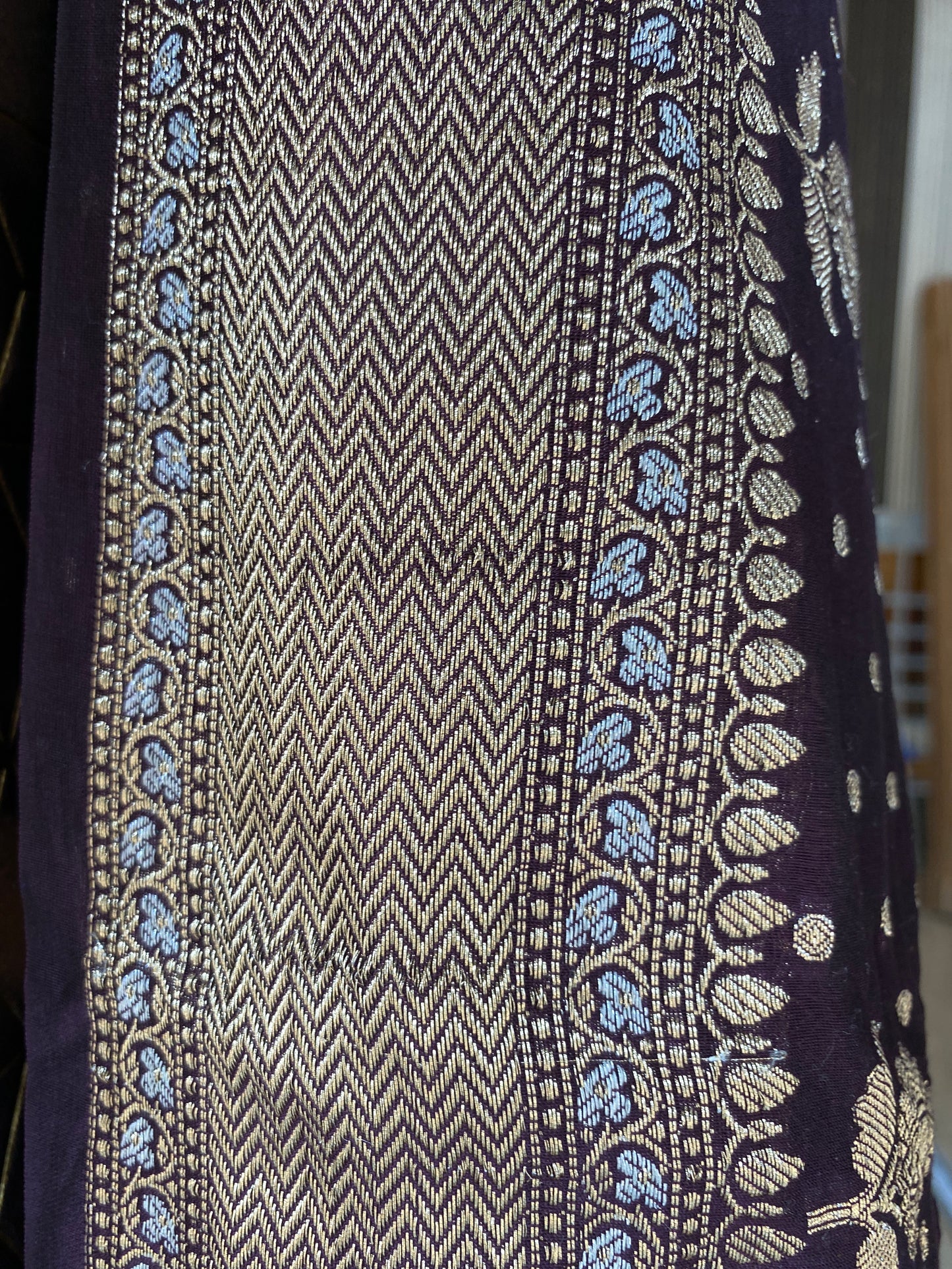 Wine Handloom Pure Chanderi Silk Banarasi Saree With Gold Zari Butis by Shades Of Banaras - banarasi - banarasi saree shop - banarasi saree manufacturers - banarasi saree wholesale - banaraasi sarees