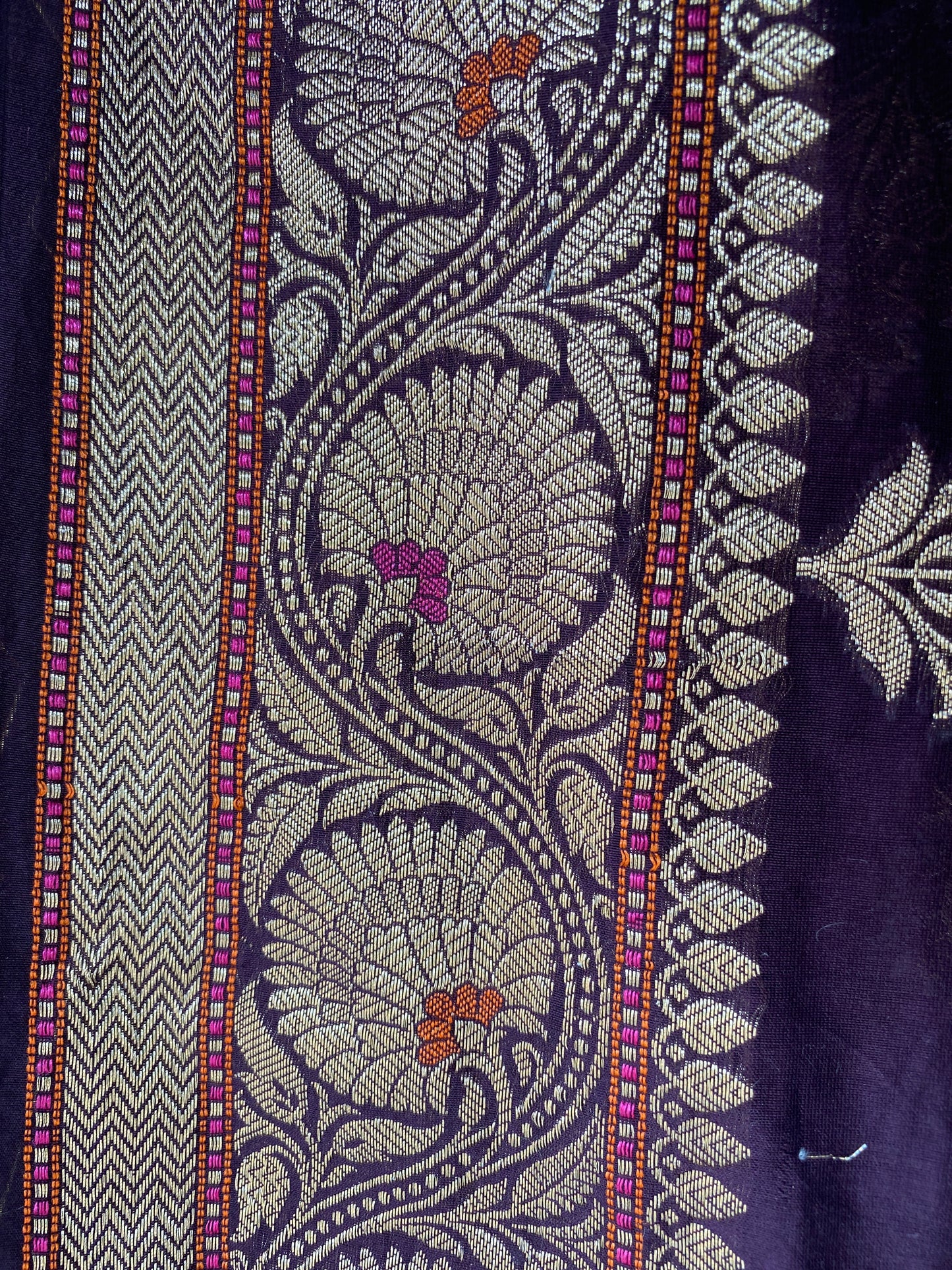 Deep Wine Handloom Pure Chanderi Silk Banarasi Saree With Gold Zari Butis by Shades Of Banaras - banarasi - banarasi saree shop - banarasi saree manufacturers - banarasi saree wholesale - banaraasi sarees