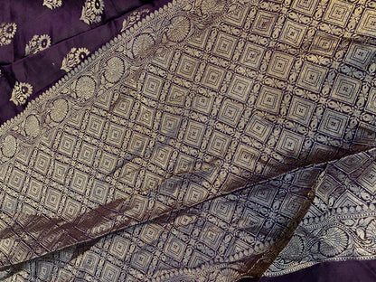 Deep Wine Handloom Pure Chanderi Silk Banarasi Saree With Gold Zari Butis by Shades Of Banaras - banarasi - banarasi saree shop - banarasi saree manufacturers - banarasi saree wholesale - banaraasi sarees