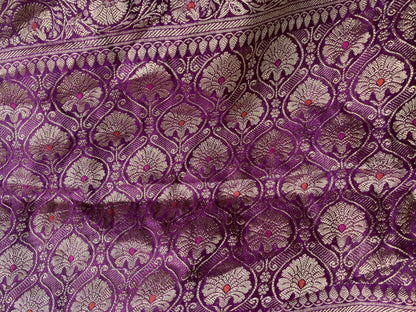 Magenta Handloom Pure Chanderi Silk Banarasi Saree With Gold Zari Butis by Shades Of Banaras - banarasi - banarasi saree shop - banarasi saree manufacturers - banarasi saree wholesale - banaraasi sarees