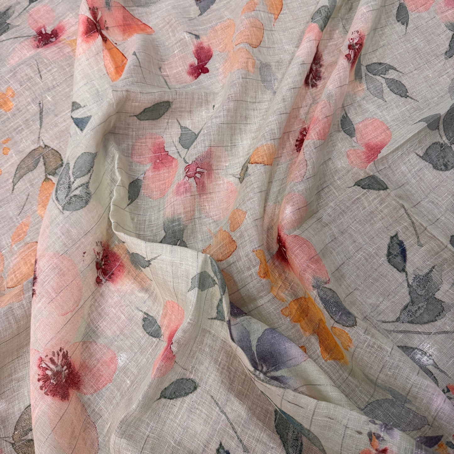 Luxe Mint Green Pure Linen Banarasi Saree | Hand-Printed Summer Couture