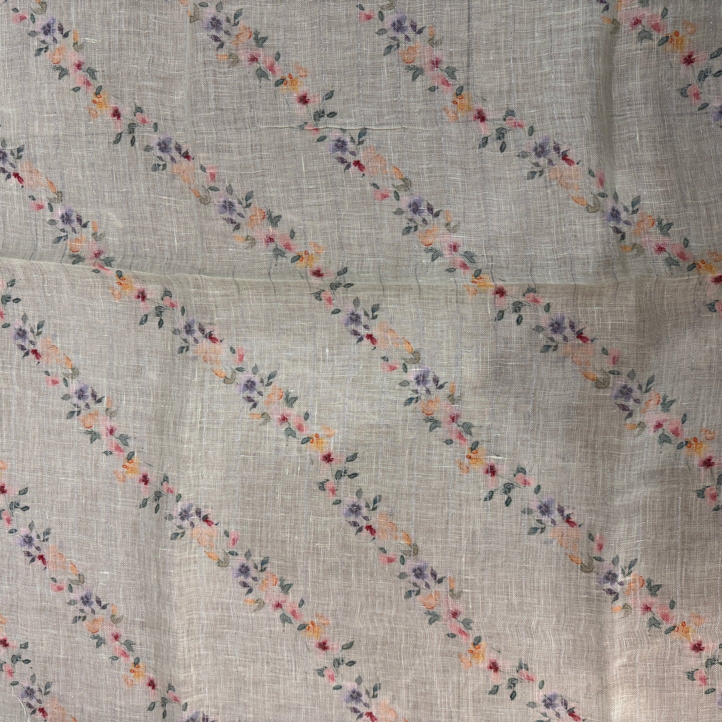 Luxe Mint Green Pure Linen Banarasi Saree | Hand-Printed Summer Couture