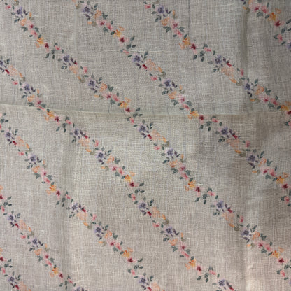 Luxe Mint Green Pure Linen Banarasi Saree | Hand-Printed Summer Couture