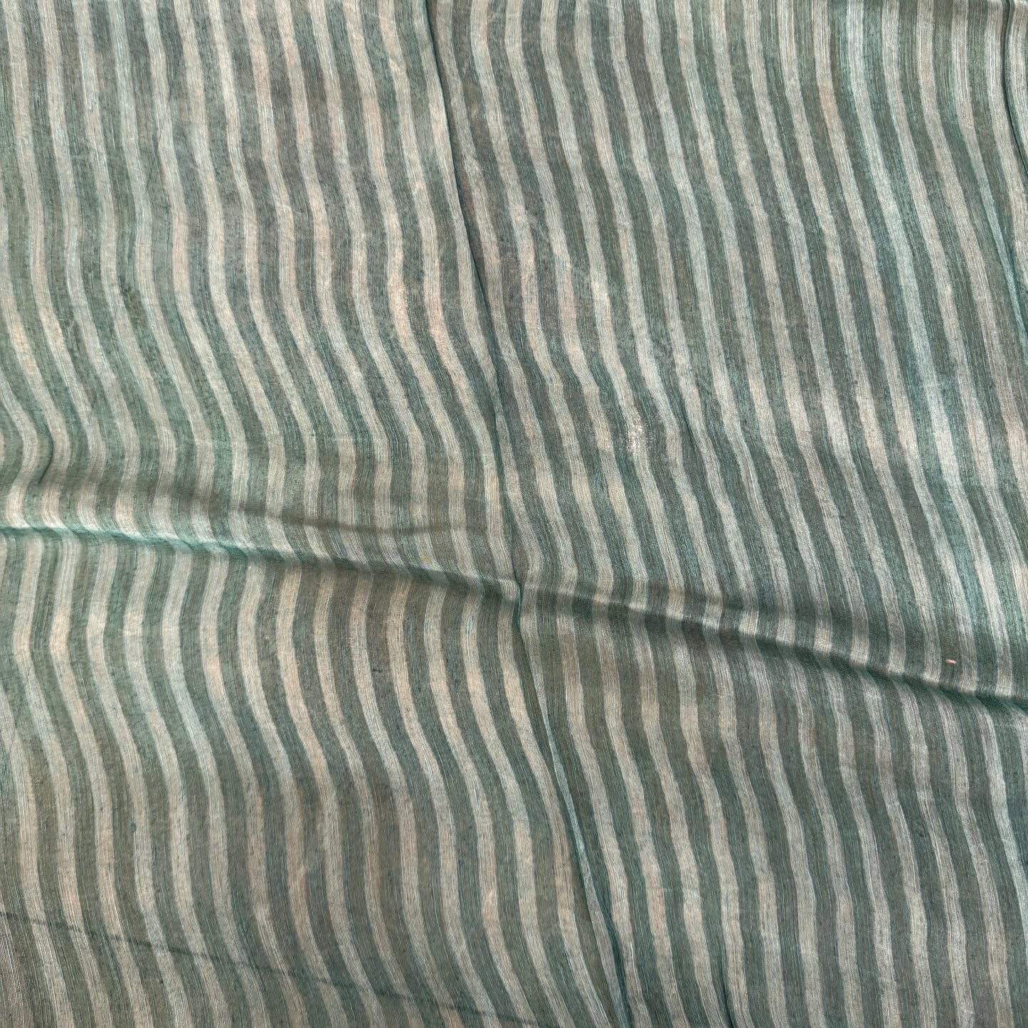 Luxe Pastel Blue Pure Linen Banarasi Saree | Hand-Printed Summer Couture