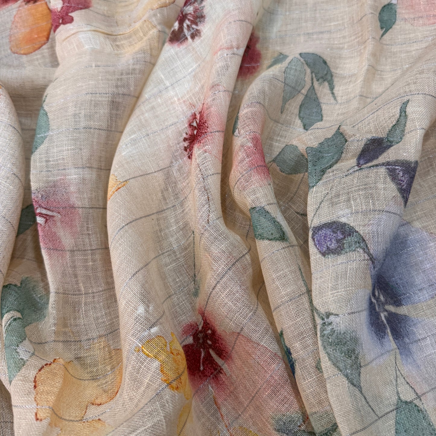 Luxe Lemon Yellow Pure Linen Banarasi Saree | Hand-Printed Summer Couture