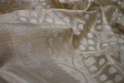 Elegant Creme Pure Tissue Silk Handloom Banarasi Sari - Limited Edition by Shades Of Benares - banarasi - banarasi saree shop