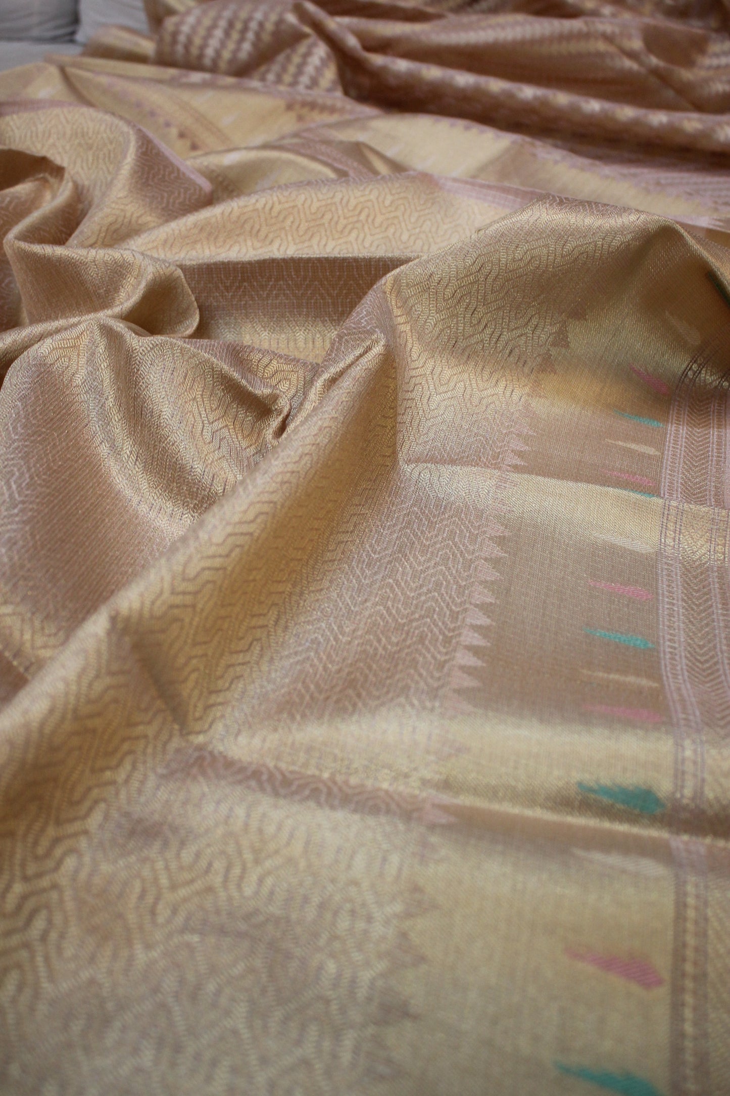 Elegant Baby Pink Pure Tissue Silk Handloom Banarasi Sari by Shades Of Benares - banarasi - banarasi saree shop