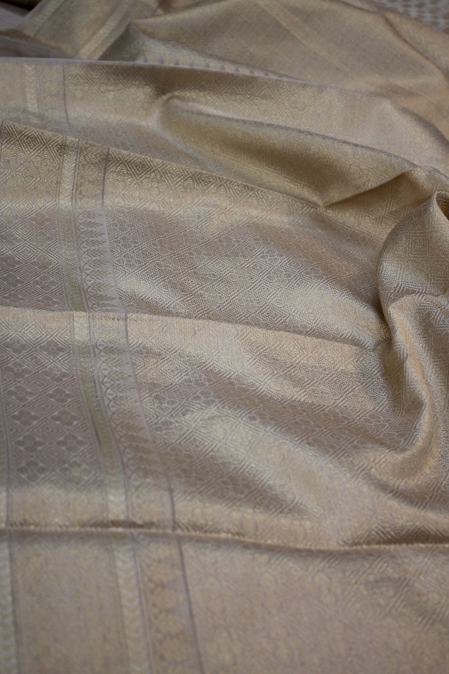 Elegant Beige Pure Tissue Silk Handloom Banarasi Sari by Shades Of Benares - banarasi - banarasi saree shop