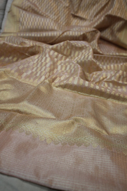 Luxurious Pink Pure Tissue Silk Sari: Elevate Your Style by Shades Of Benares - banarasi - banarasi saree shop