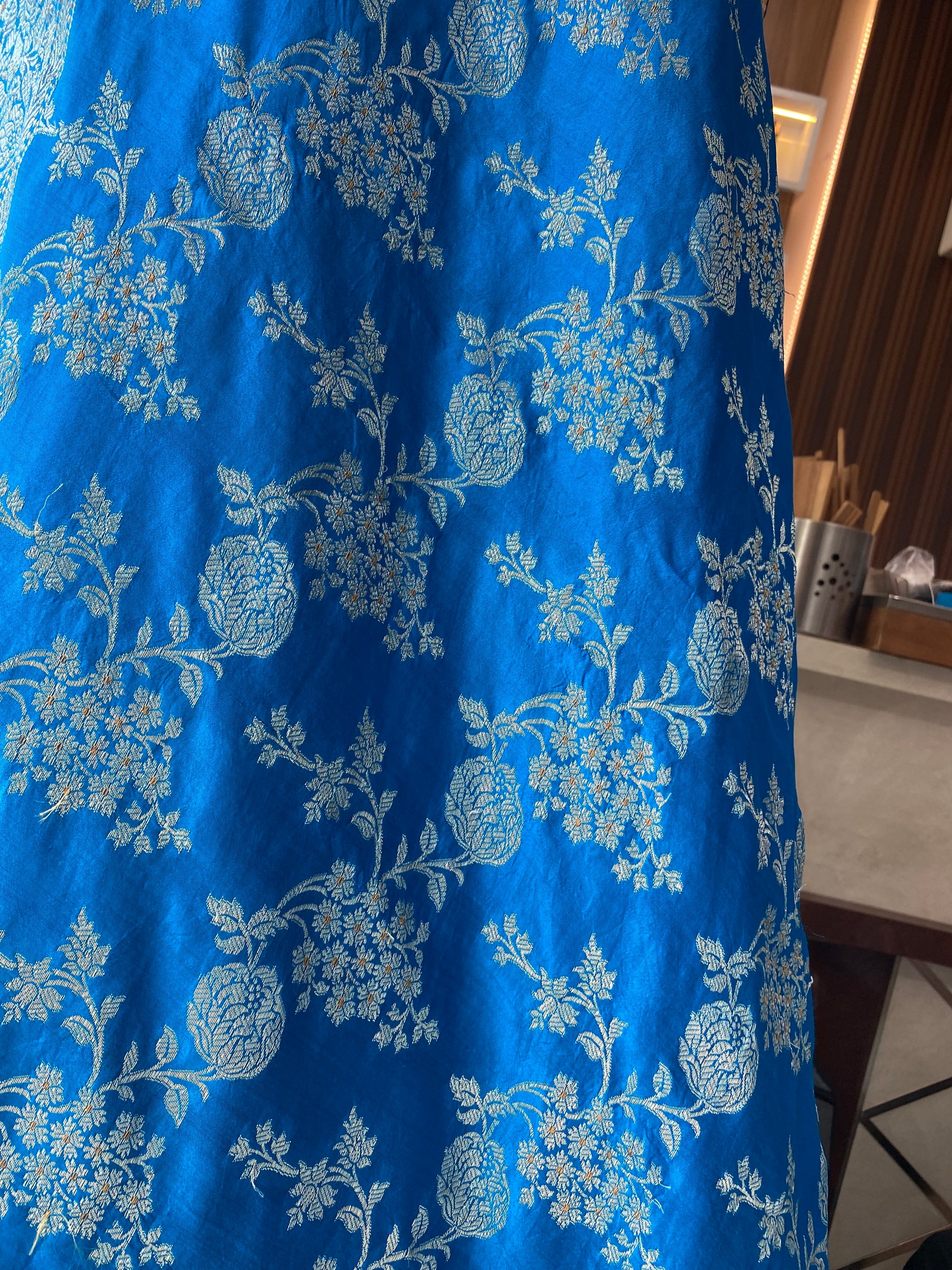 Light Blue Chiniya Moonga Silk Khaddi Banarasi Saree with Jaal by Shades Of Banaras - banarasi - banarasi saree shop - banarasi saree manufacturers - banarasi saree wholesale - banaraasi sarees