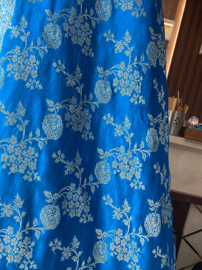 Light Blue Chiniya Moonga Silk Khaddi Banarasi Saree with Jaal by Shades Of Banaras - banarasi - banarasi saree shop - banarasi saree manufacturers - banarasi saree wholesale - banaraasi sarees