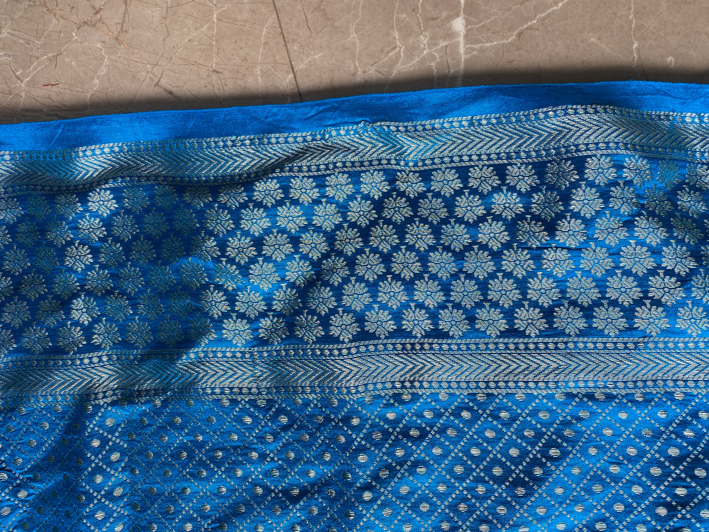 Light Blue Chiniya Moonga Silk Khaddi Banarasi Saree with Jaal by Shades Of Banaras - banarasi - banarasi saree shop - banarasi saree manufacturers - banarasi saree wholesale - banaraasi sarees