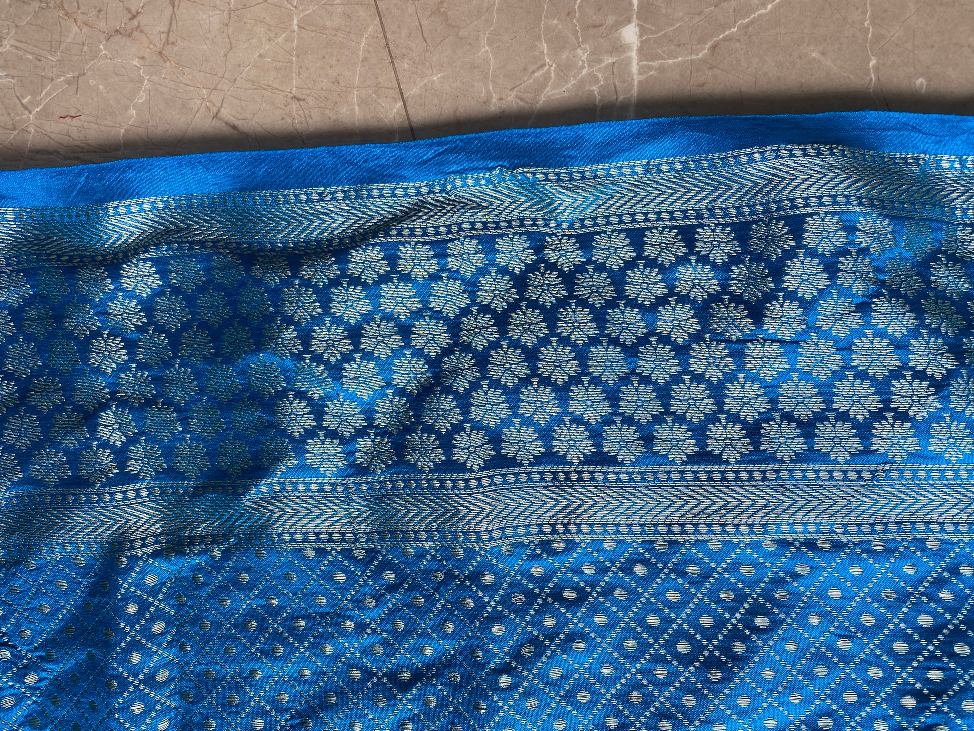 Light Blue Chiniya Moonga Silk Khaddi Banarasi Saree with Jaal by Shades Of Banaras - banarasi - banarasi saree shop - banarasi saree manufacturers - banarasi saree wholesale - banaraasi sarees