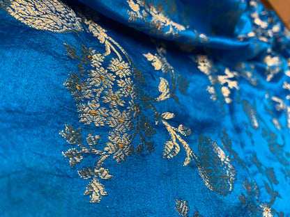 Light Blue Chiniya Moonga Silk Khaddi Banarasi Saree with Jaal by Shades Of Banaras - banarasi - banarasi saree shop - banarasi saree manufacturers - banarasi saree wholesale - banaraasi sarees