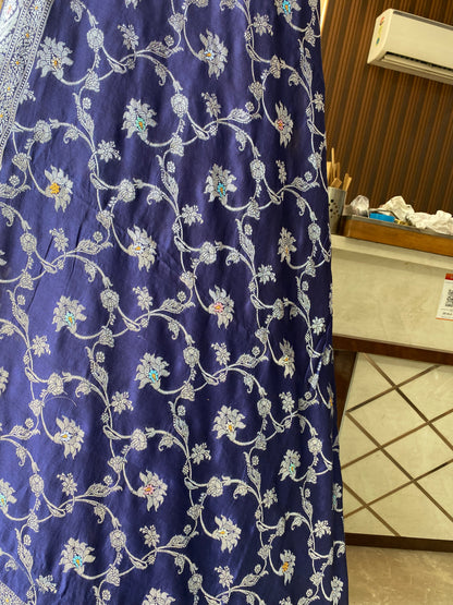 Navy Blue Pure Chiniya Moonga Silk Handloom Banarasi Saree by Shades Of Banaras - banarasi - banarasi saree shop - banarasi saree manufacturers - banarasi saree wholesale - banaraasi sarees