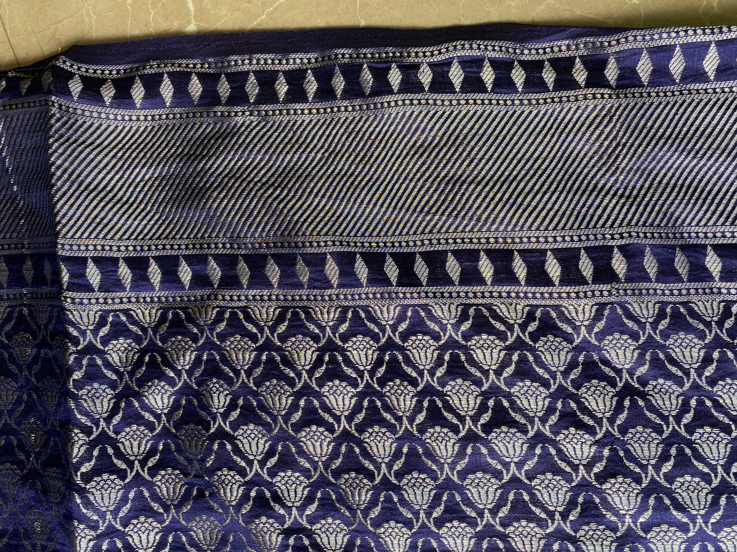 Navy Blue Pure Chiniya Moonga Silk Handloom Banarasi Saree by Shades Of Banaras - banarasi - banarasi saree shop - banarasi saree manufacturers - banarasi saree wholesale - banaraasi sarees