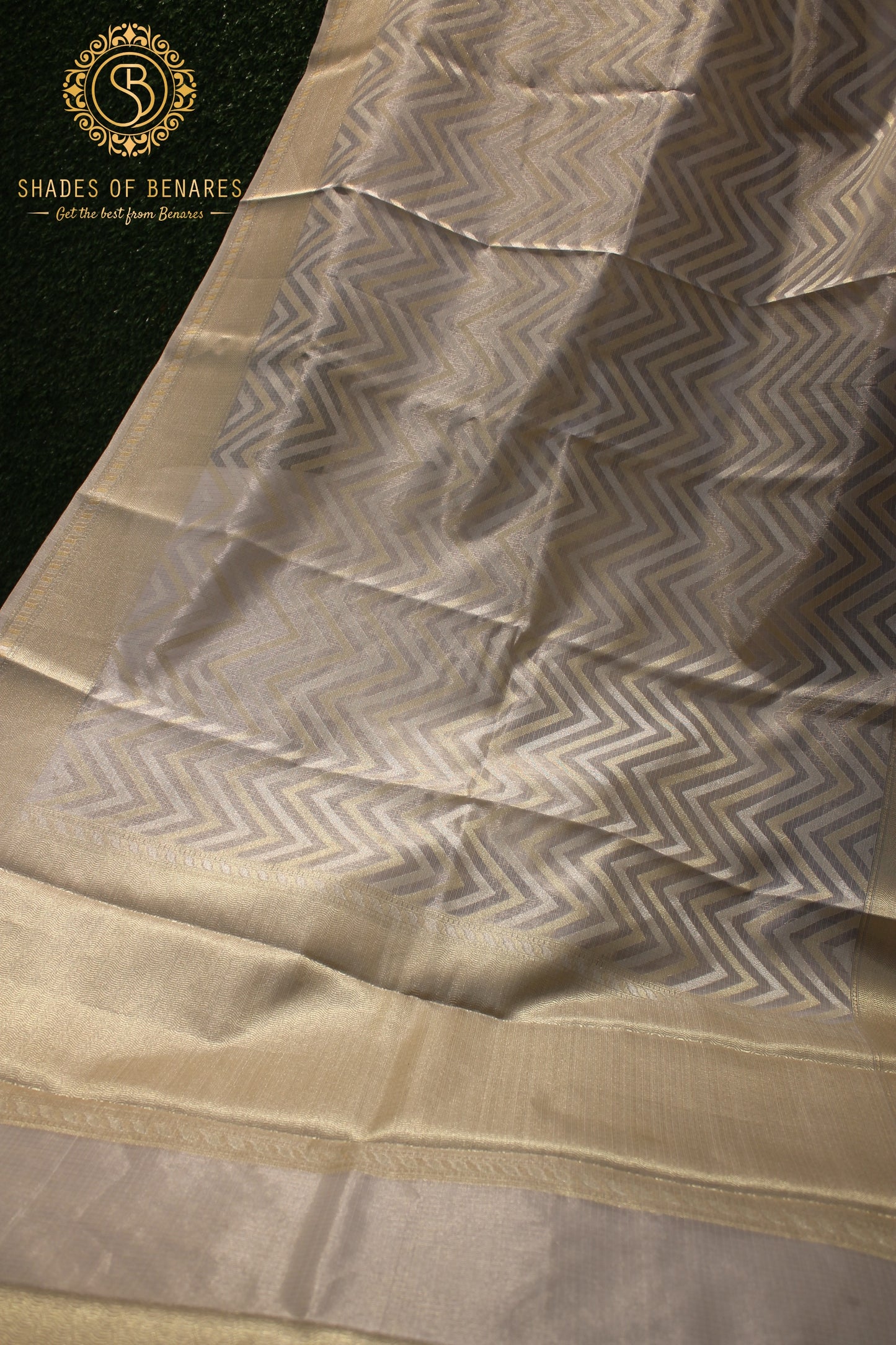 Shop Now - Luxurious Banarasi Tissue Silk Saree In Off White by Shades Of Benares - banarasi - banarasi saree shop