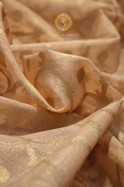 Luxurious Peach Pure Tissue Silk Saree by Shades Of Benares - banarasi - banarasi saree shop