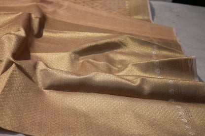 Luxurious Peach Pure Tissue Silk Saree by Shades Of Benares - banarasi - banarasi saree shop