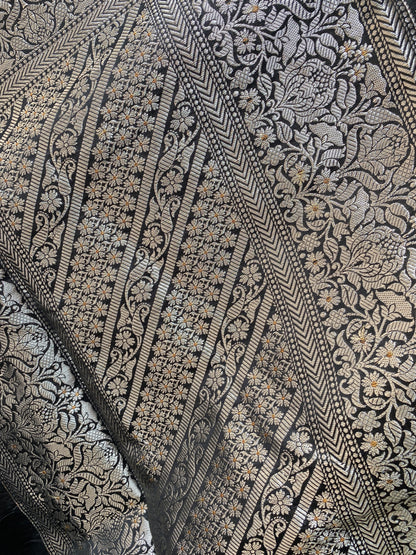 Black Pure Chiniya Moonga Silk Handloom Banarasi Saree by Shades Of Banaras - banarasi - banarasi saree shop - banarasi saree manufacturers - banarasi saree wholesale - banaraasi sarees