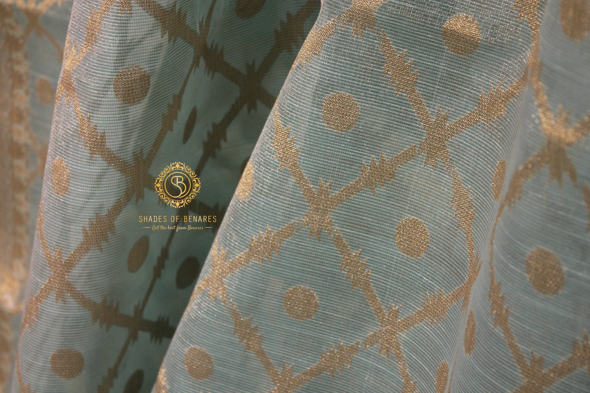 Serene Pastel Blue Tissue Silk Saree by Shades Of Benares - banarasi - banarasi saree shop