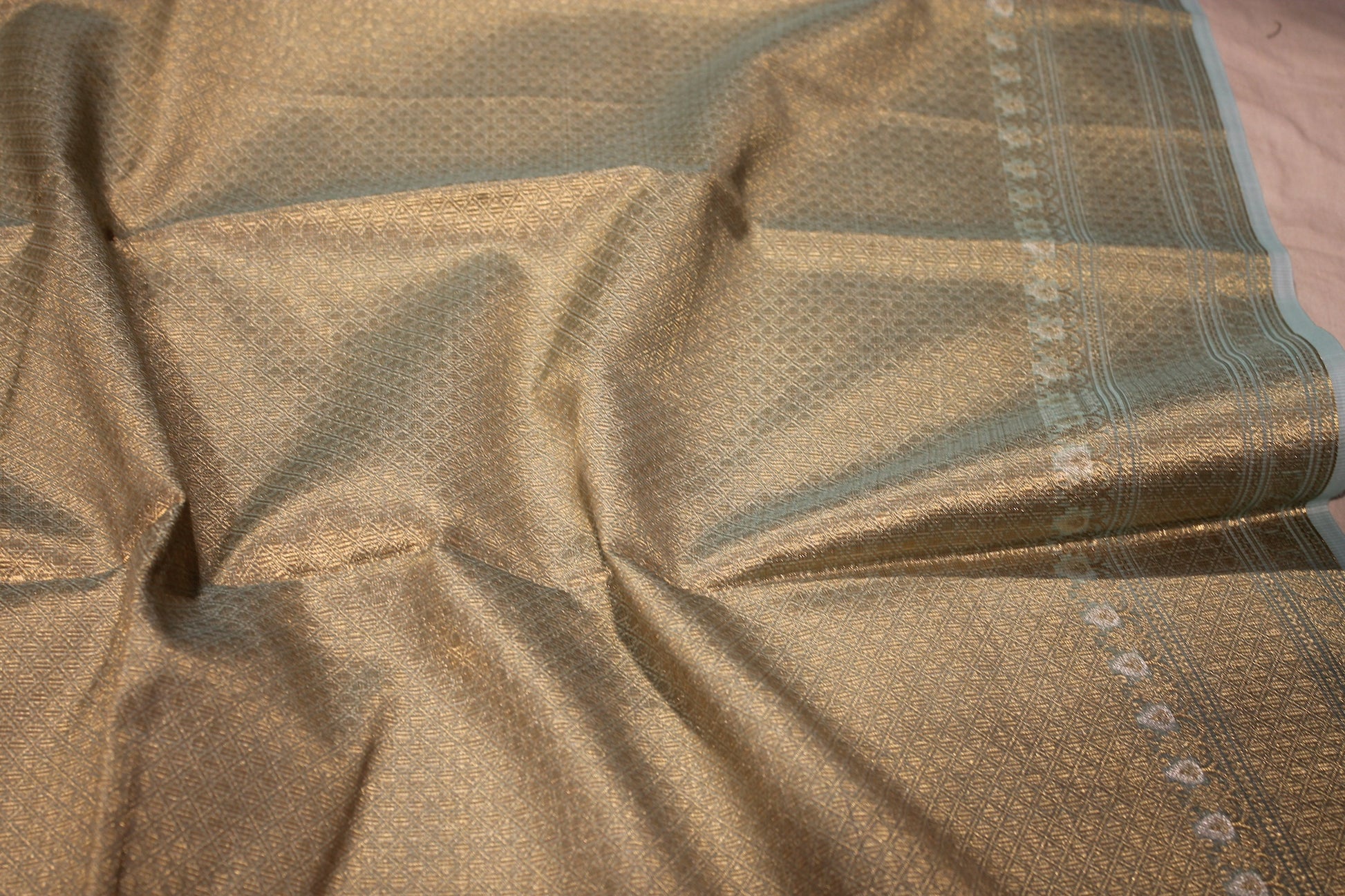 Serene Pastel Blue Tissue Silk Saree by Shades Of Benares - banarasi - banarasi saree shop