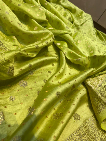 Mint Green Pure Chiniya Moonga Silk Handloom Banarasi Saree by Shades Of Banaras - banarasi - banarasi saree shop - banarasi saree manufacturers - banarasi saree wholesale - banaraasi sarees