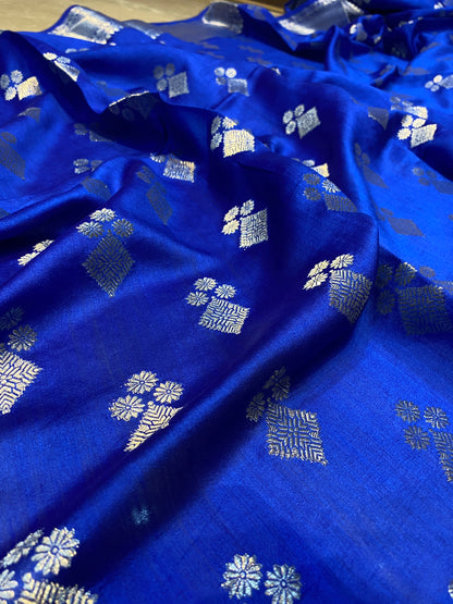 Royal Blue Pure Chiniya Moonga Silk Handloom Banarasi Saree by Shades Of Banaras - banarasi - banarasi saree shop - banarasi saree manufacturers - banarasi saree wholesale - banaraasi sarees