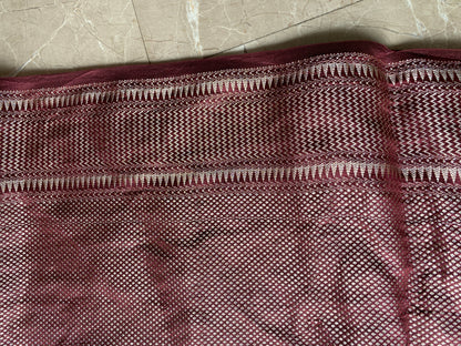 Wine Pure Chiniya Moonga Silk Handloom Banarasi Saree by Shades Of Banaras - banarasi - banarasi saree shop - banarasi saree manufacturers - banarasi saree wholesale - banaraasi sarees