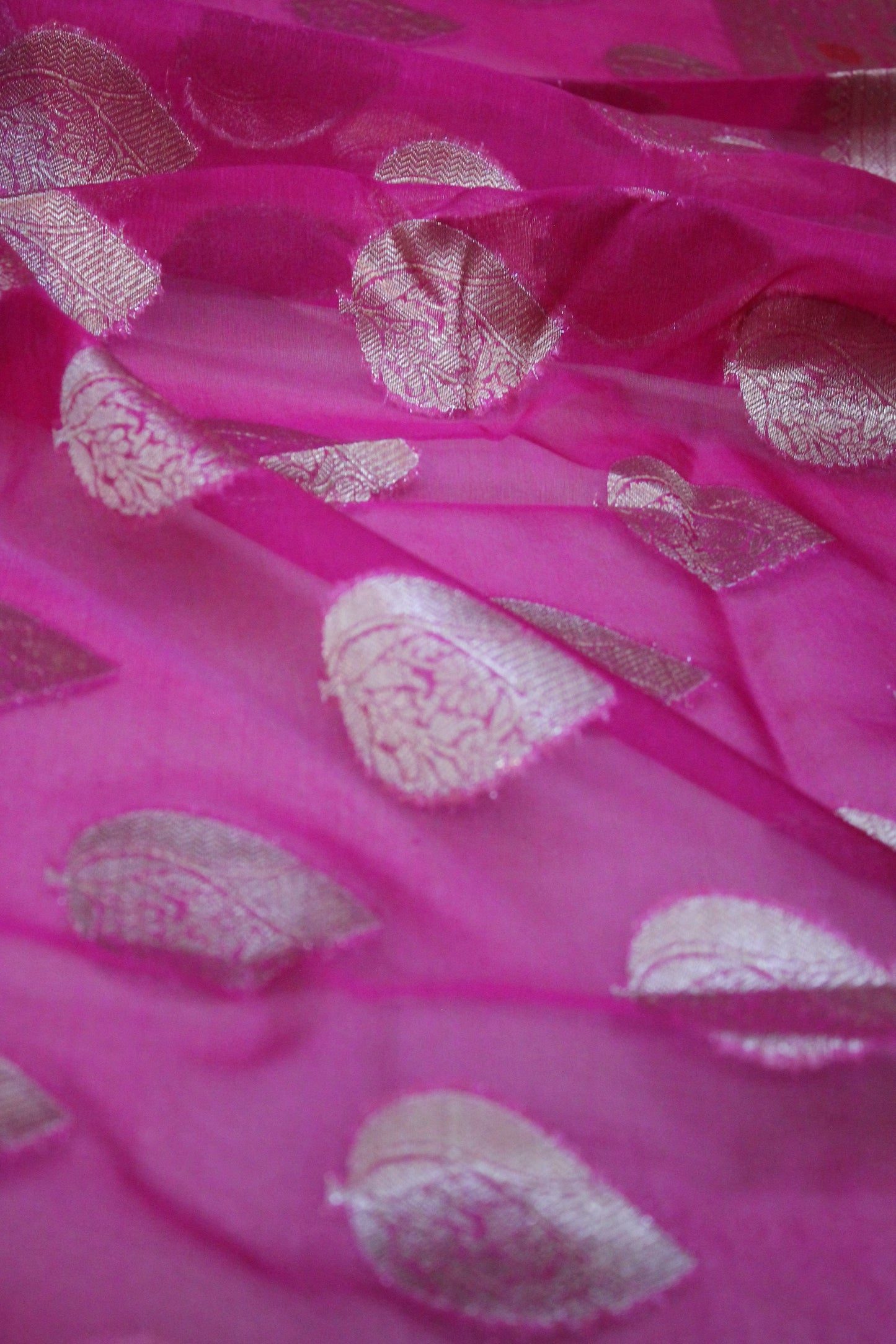 Regal Rani Pink Kora Organza Handloom Banarasi Saree with Minakari Border by Shades Of Benares - banarasi - banarasi saree shop