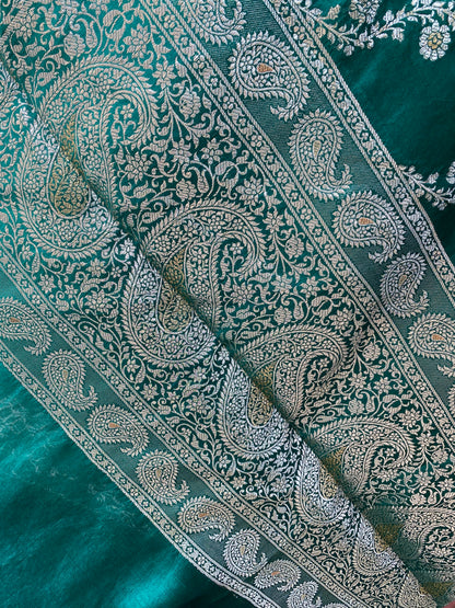 Sea Green Pure Chiniya Moonga Silk Handloom Banarasi Saree by Shades Of Banaras - banarasi - banarasi saree shop - banarasi saree manufacturers - banarasi saree wholesale - banaraasi sarees