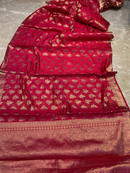 Matt Pink Pure Chiniya Moonga Silk Handloom Banarasi Saree by Shades Of Banaras - banarasi - banarasi saree shop - banarasi saree manufacturers - banarasi saree wholesale - banaraasi sarees