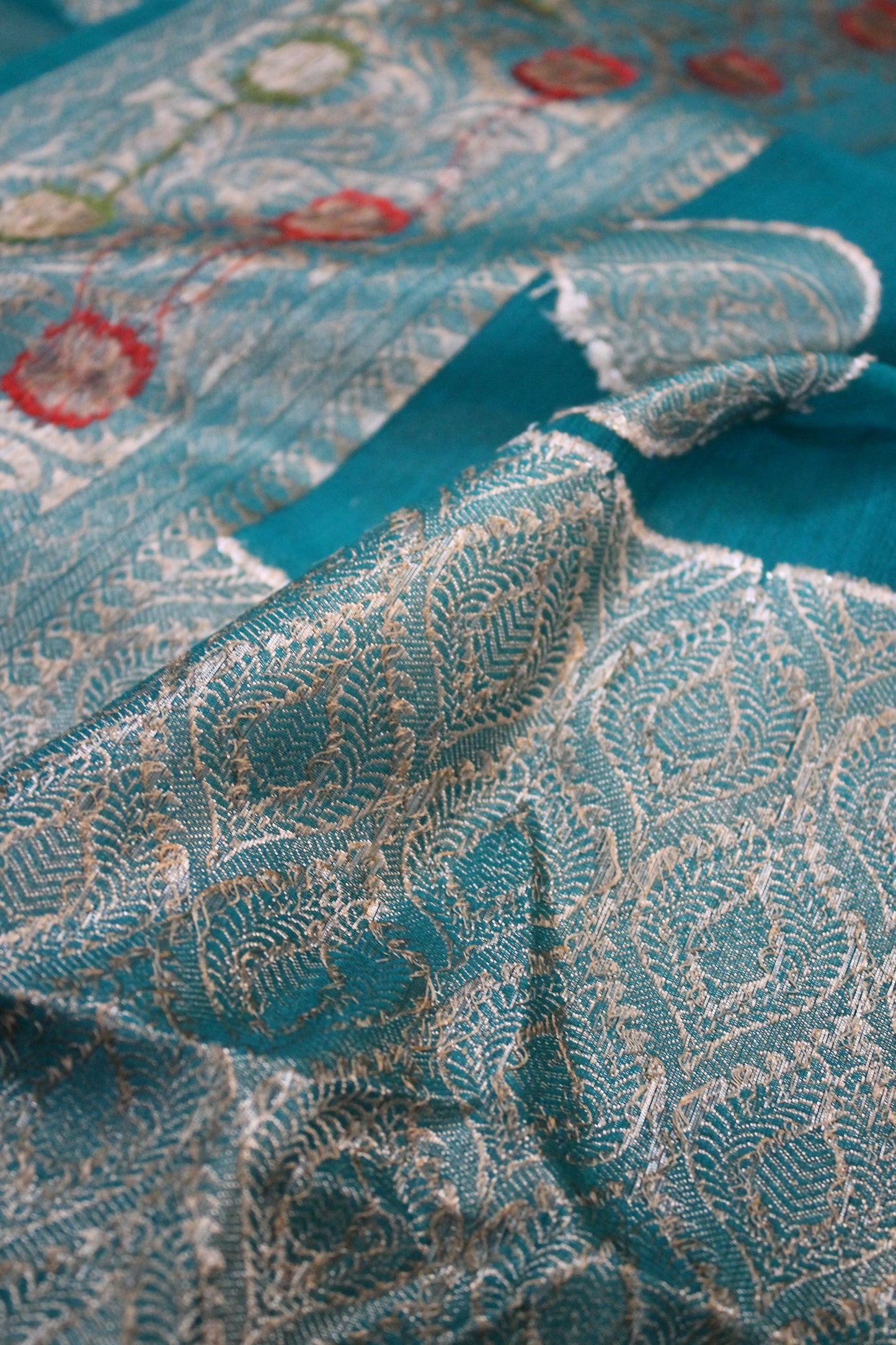 Captivating Blue Kora Organza Handloom Banarasi Saree by Shades Of Benares - banarasi - banarasi saree shop