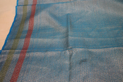 Fine Blue Kora Organza Handloom Banarasi Saree - Limited Edition by Shades Of Benares - banarasi - banarasi saree shop