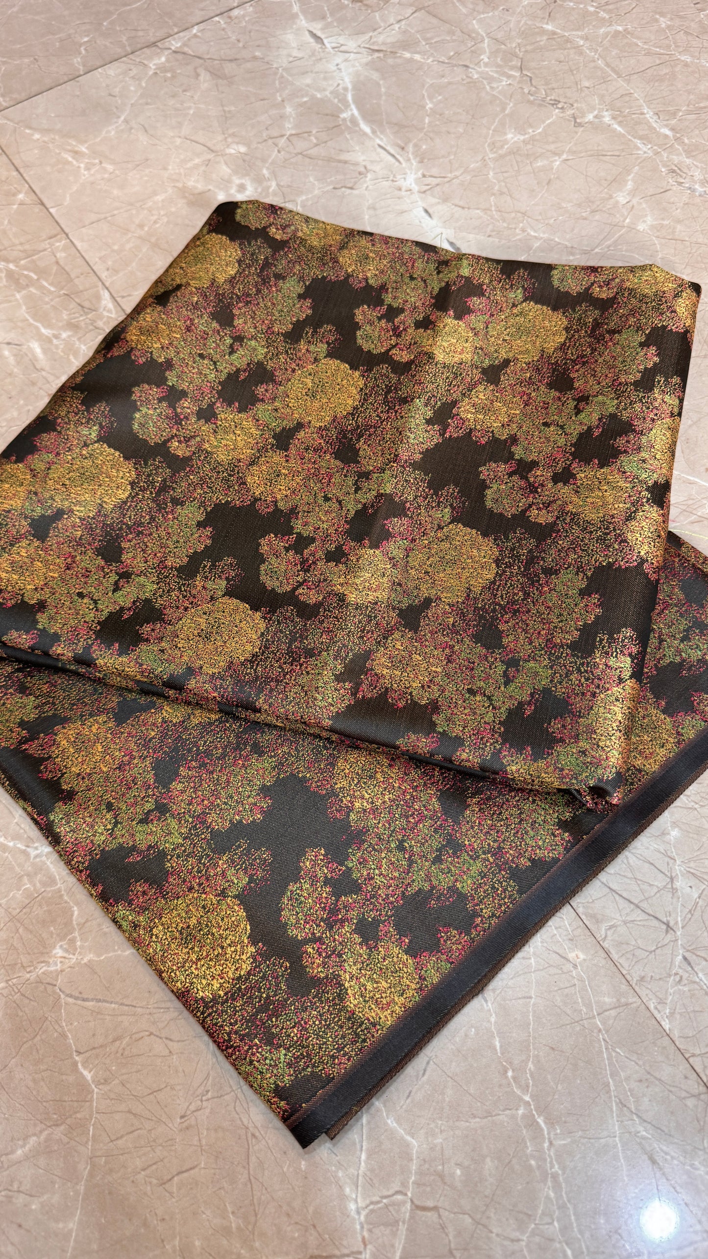 Noir Floral Couture Tanchui Brocade — Pure Silk Banaras Dress Material (By Meter) by Shades Of Banaras - banarasi - banarasi saree shop - banarasi saree manufacturers - banarasi saree wholesale - banaraasi sarees - banarasi sari - banarasi saris