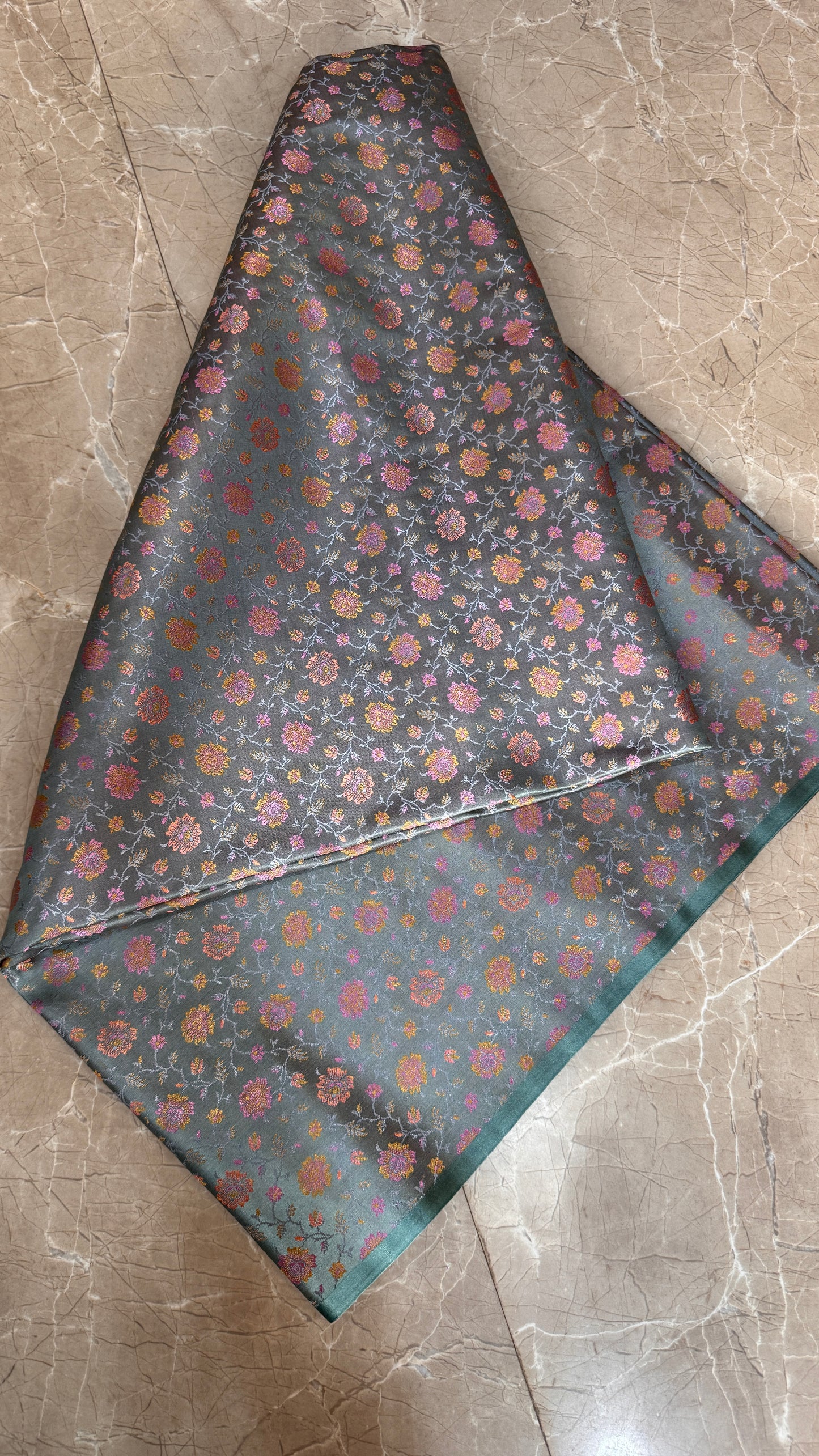 Silver Ash Couture Tanchui Brocade — Pure Silk Banaras Dress Material (By Meter) by Shades Of Banaras - banarasi - banarasi saree shop - banarasi saree manufacturers - banarasi saree wholesale - banaraasi sarees - banarasi sari - banarasi saris