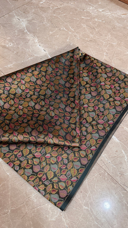 Midnight Noir Couture Tanchui Brocade — Pure Silk Banaras Dress Material (By Meter) by Shades Of Banaras - banarasi - banarasi saree shop - banarasi saree manufacturers - banarasi saree wholesale - banaraasi sarees - banarasi sari - banarasi saris - silk saree - silk sari - wedding saree - wedding sari - designer sari - wedding collection - gifting