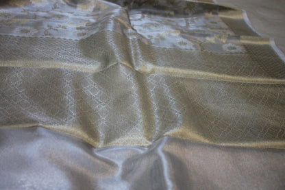 Experience the Elegance of Silver Pure Tissue Silk Saree | Limited Edition by Shades Of Benares - banarasi - banarasi saree shop