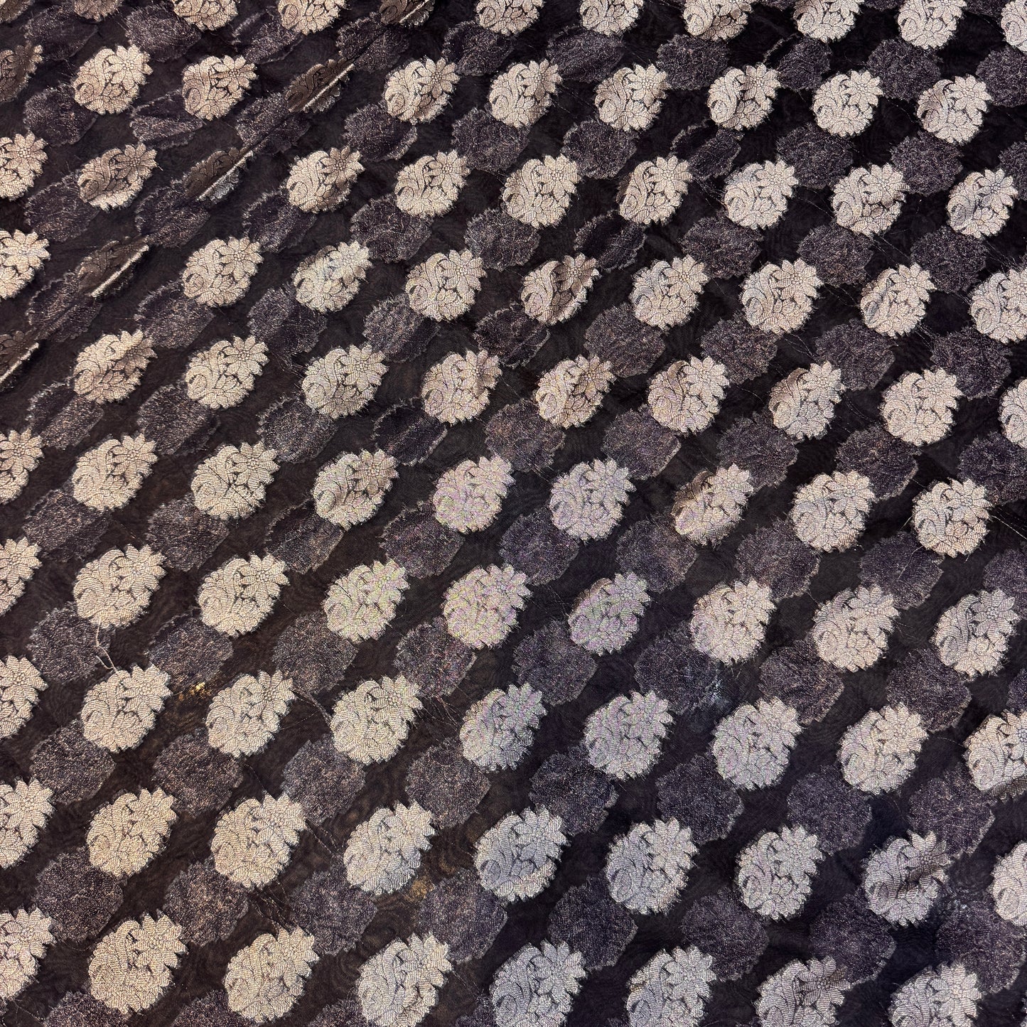 Midnight Navy Cotton Organza Handloom Saree with Gold Zari Butis by Shades Of Banaras - banarasi - banarasi saree shop - banarasi saree manufacturers - banarasi saree wholesale - banaraasi sarees - banarasi sari - banarasi saris