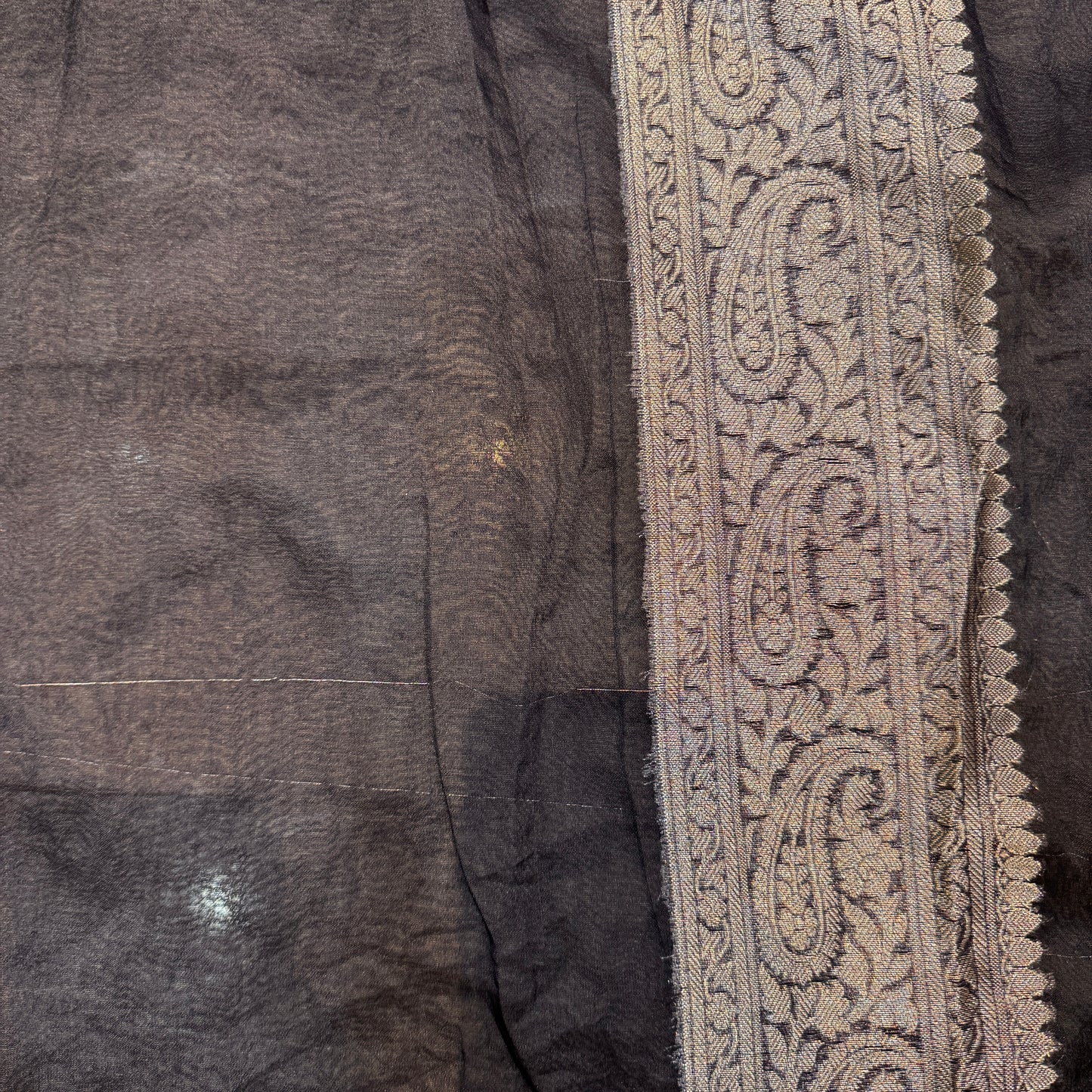 Midnight Navy Cotton Organza Handloom Saree with Gold Zari Butis by Shades Of Banaras - banarasi - banarasi saree shop - banarasi saree manufacturers - banarasi saree wholesale - banaraasi sarees - banarasi sari - banarasi saris