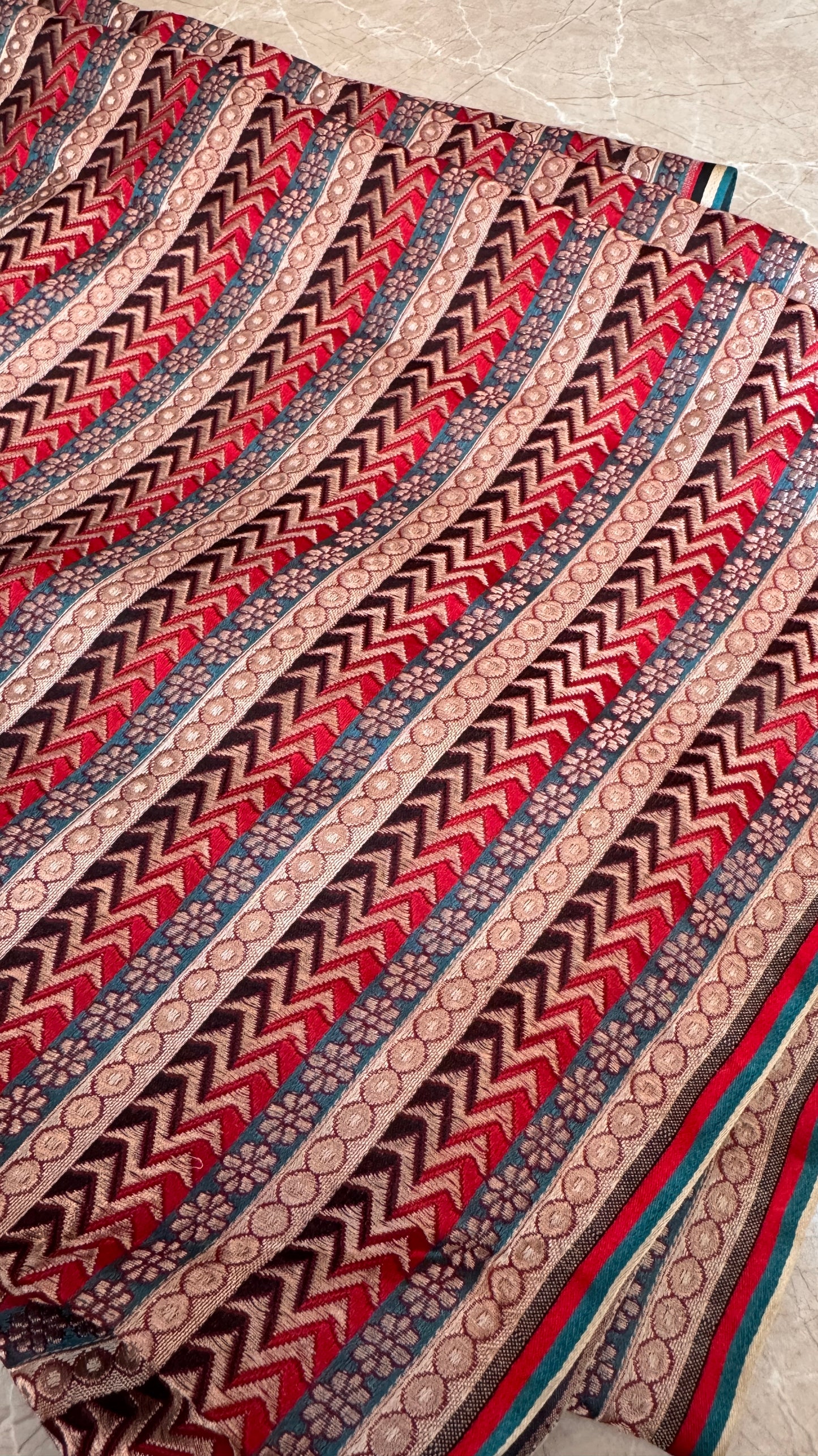 Imperial Crimson Rangkaat: Pure Silk Tanchui Couture Fabric (By Meter) by Shades Of Banaras - banarasi - banarasi saree shop - banarasi saree manufacturers - banarasi saree wholesale - banaraasi sarees - banarasi sari - banarasi saris